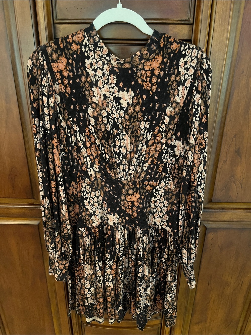 Free People Black Floral Long-Sleeve Women's Dress - Picture 1 of 3